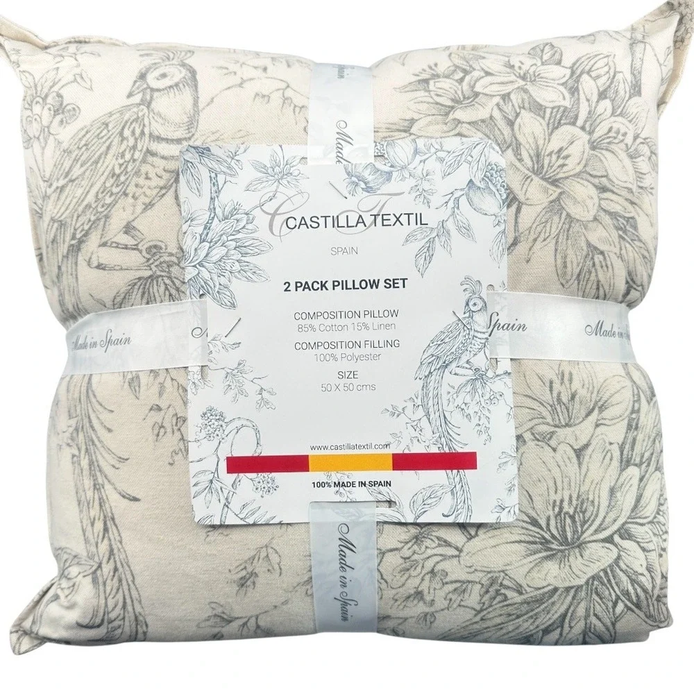 Castilla Textil 20x20 Linen Blend Throw Pillows 2 Pack Neutral